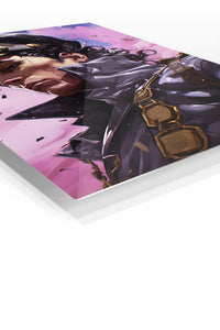 Stern Captain Beneath Violet Clouds premium metal wall art Ã¢â‚¬â€œ angled view