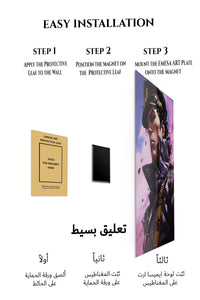Magnetic mounting installation guide for Stern Captain Beneath Violet Clouds metal wall art