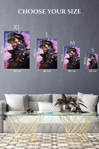 EMESA metal wall art size comparison guide for Stern Captain Beneath Violet Clouds