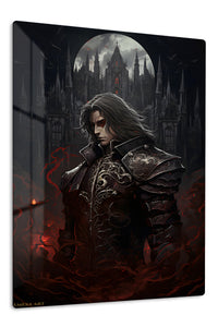 Crimson-Eyed Gothic Guardian premium metal wall art Ã¢â‚¬â€œ front view