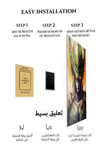 Magnetic mounting installation guide for Emerald Armored Sentinel metal wall art