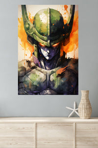 Emerald Armored Sentinel metal wall art displayed in a modern interior