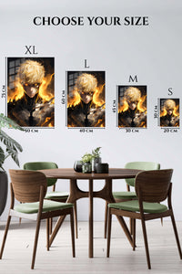 EMESA metal wall art size comparison guide for Golden-Fire Armored Warrior