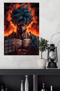Inferno Gaze Warrior metal wall art displayed in a modern interior