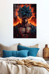 Inferno Gaze Warrior metal wall art displayed in a contemporary living space