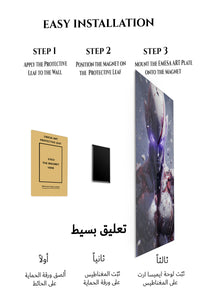 Magnetic mounting installation guide for Shattered Violet Sentinel metal wall art