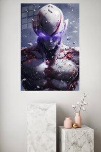 Shattered Violet Sentinel metal wall art displayed in a modern interior