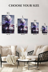 EMESA metal wall art size comparison guide for Shattered Violet Sentinel