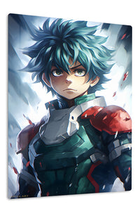 Teal-Haired Armored Hero premium metal wall art Ã¢â‚¬â€œ front view