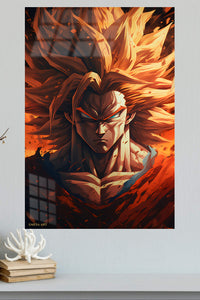 Flame Aura Warrior metal wall art displayed in a modern interior