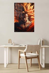 Flame Aura Warrior metal wall art displayed in a contemporary living space