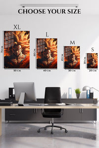 EMESA metal wall art size comparison guide for Flame Aura Warrior