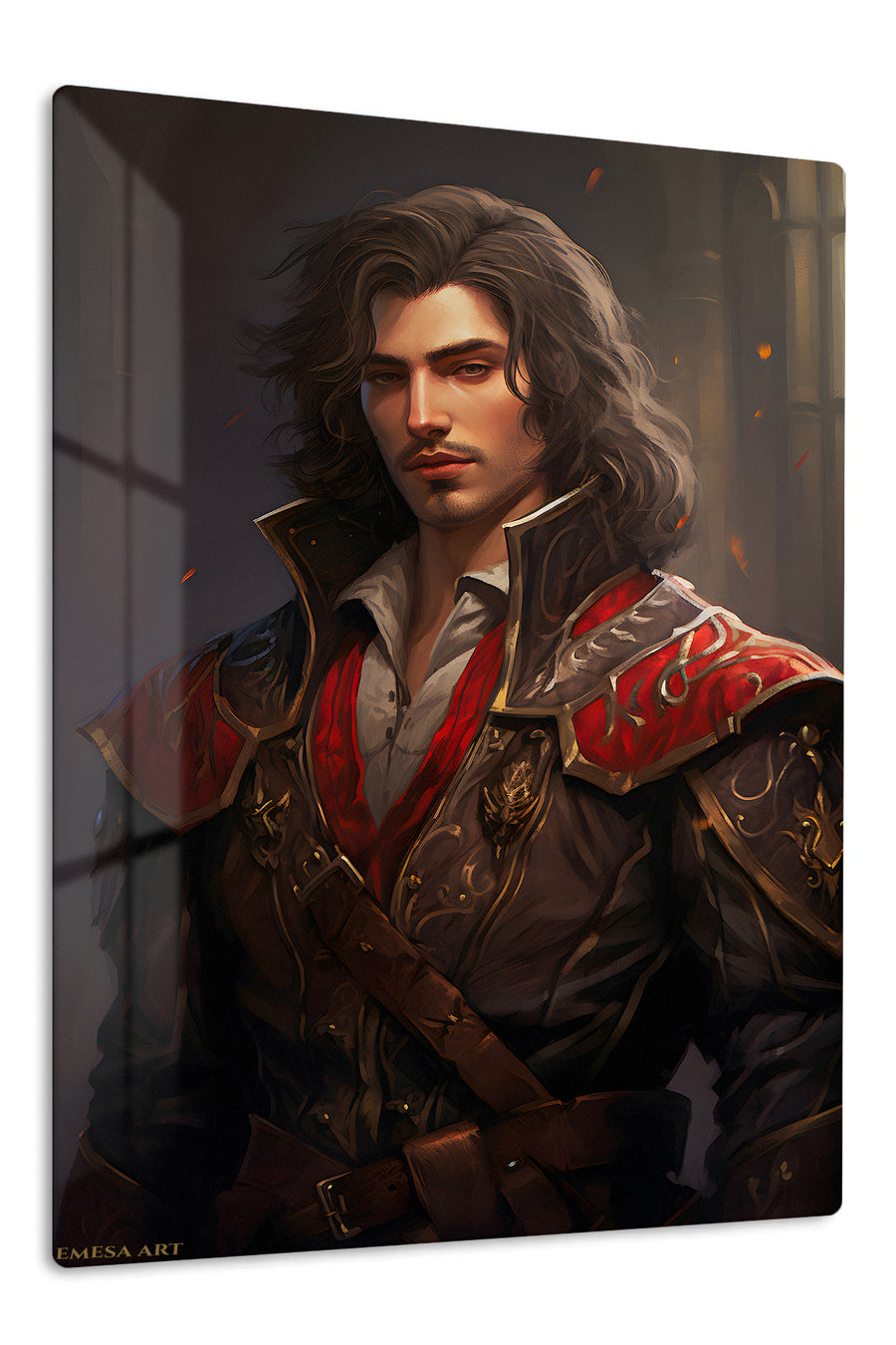 Emberlit Armored Adventurer premium metal wall art Ã¢â‚¬â€œ front view