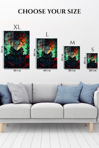 EMESA metal wall art size comparison guide for Emerald Ember Shadow Warrior