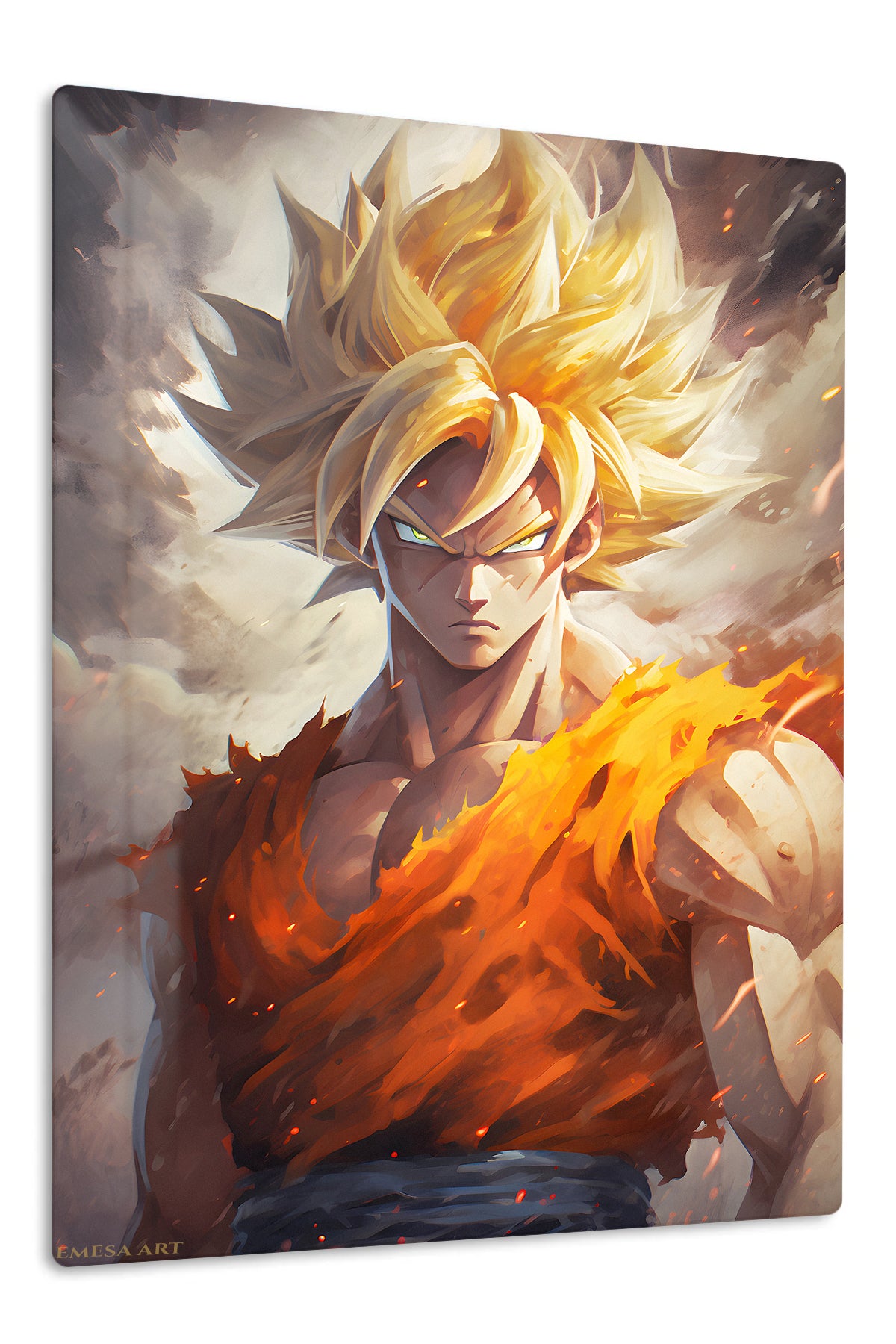 Golden Flame Warrior premium metal wall art Ã¢â‚¬â€œ front view