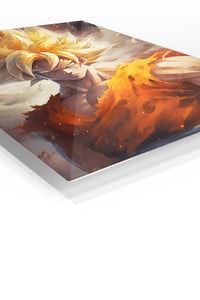 Golden Flame Warrior premium metal wall art Ã¢â‚¬â€œ angled view