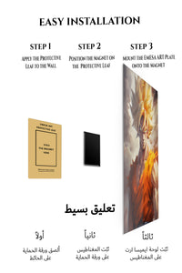 Magnetic mounting installation guide for Golden Flame Warrior metal wall art