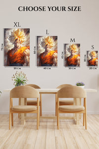 EMESA metal wall art size comparison guide for Golden Flame Warrior