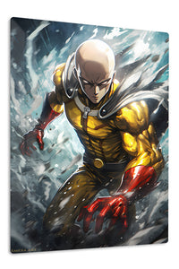 Golden Caped Hero in Flight premium metal wall art Ã¢â‚¬â€œ front view