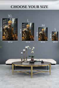 EMESA metal wall art size comparison guide for Golden Cyborg Sentinel