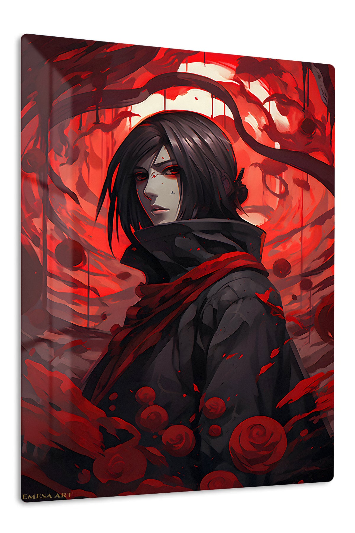 Crimson Petal Shadow Warrior premium metal wall art Ã¢â‚¬â€œ front view