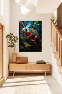 Golden Light Kitten metal wall art displayed in a contemporary living space