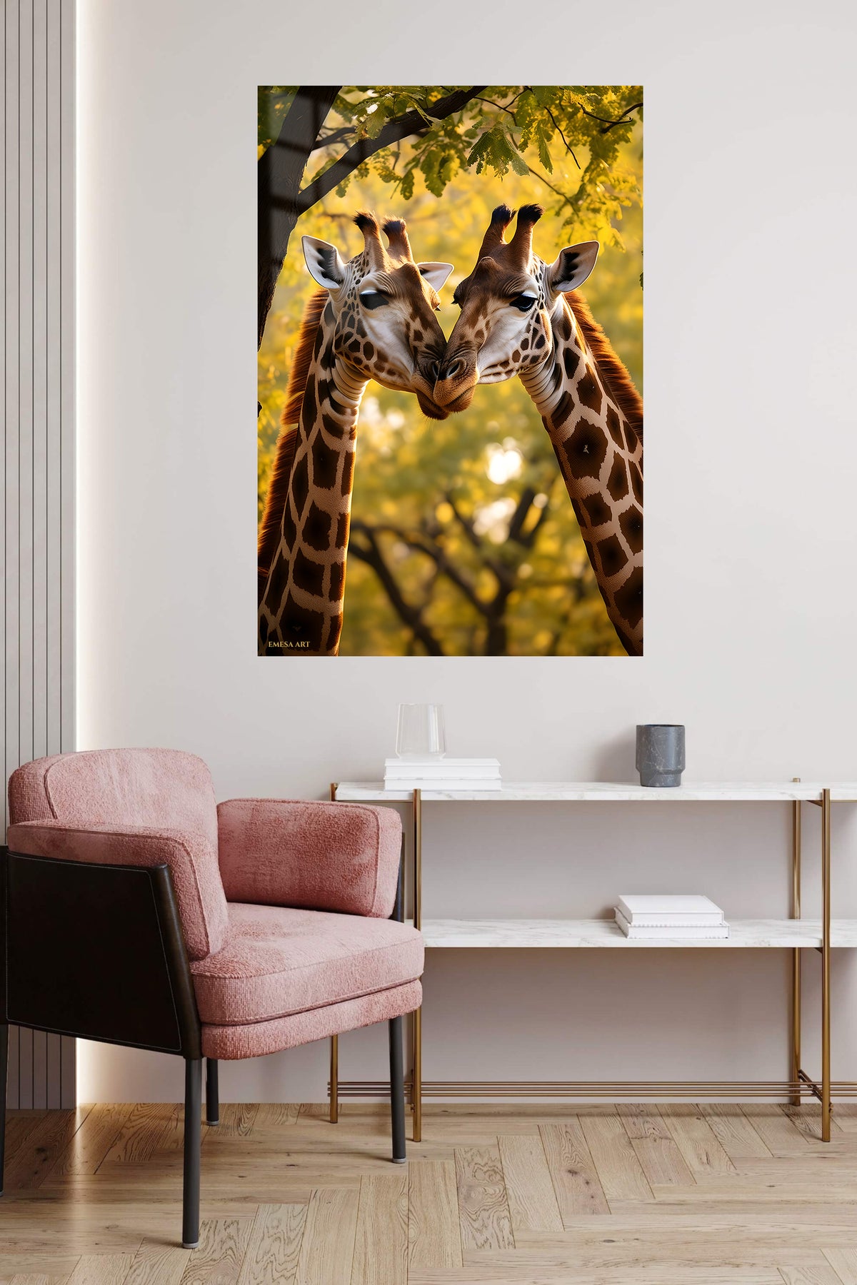 Tropical Reef Fish Garden metal wall art displayed in a contemporary living space