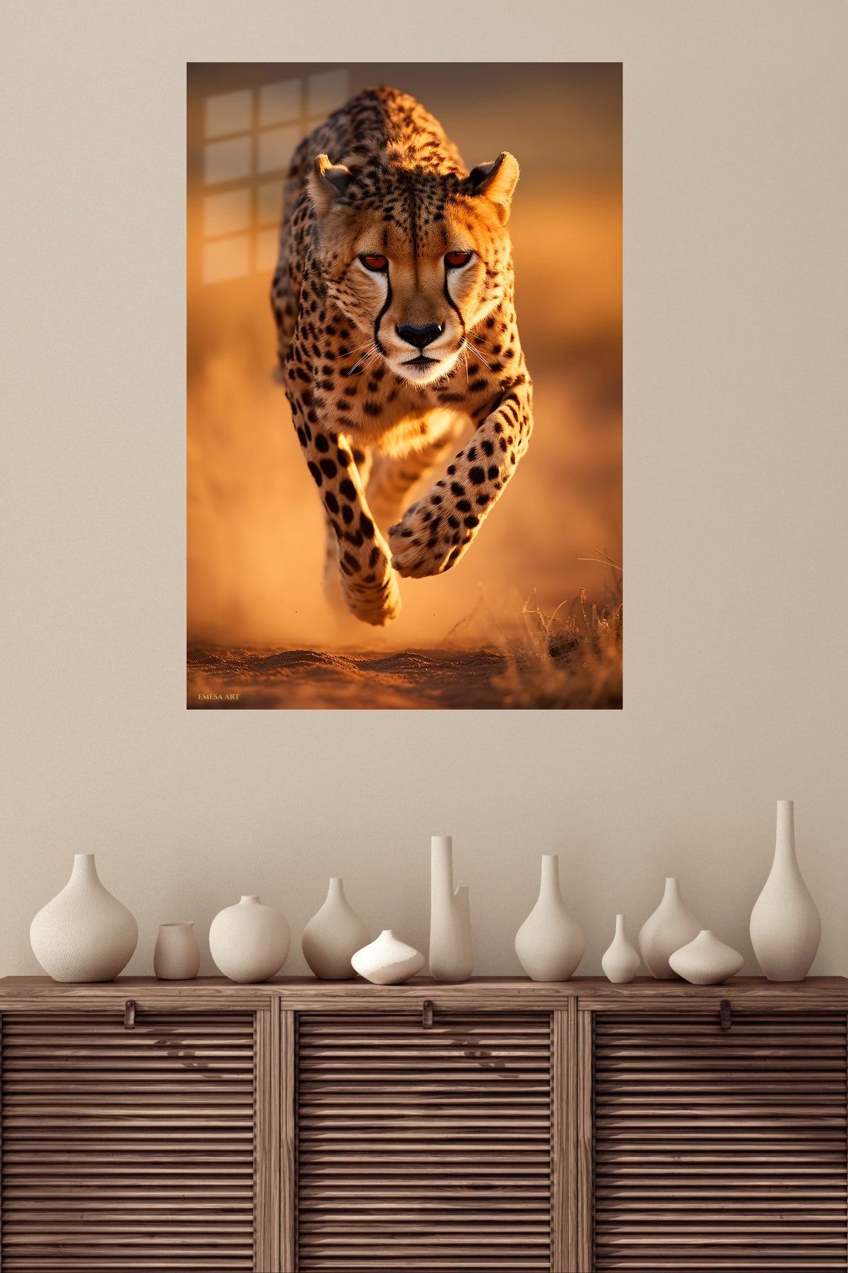 Coral Butterfly Garden metal wall art displayed in a modern interior