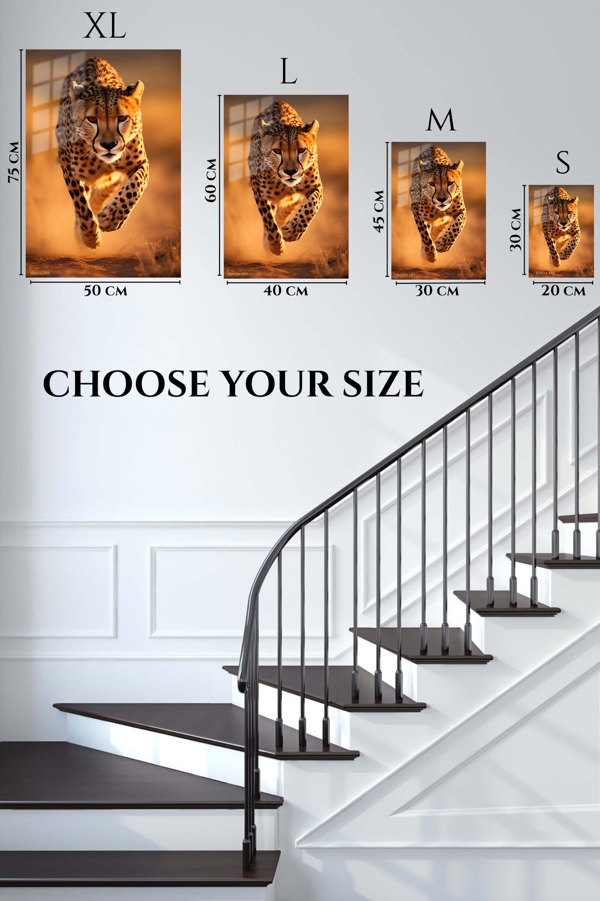 EMESA metal wall art size comparison guide for Coral Butterfly Garden
