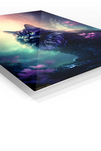 Golden Hour Elephant Family premium metal wall art – angled view