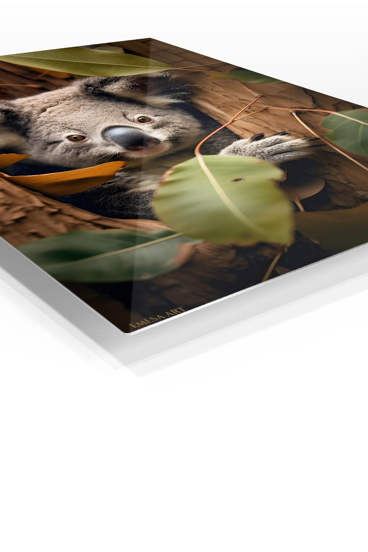 Winter Wolf Sentinel premium metal wall art – angled view