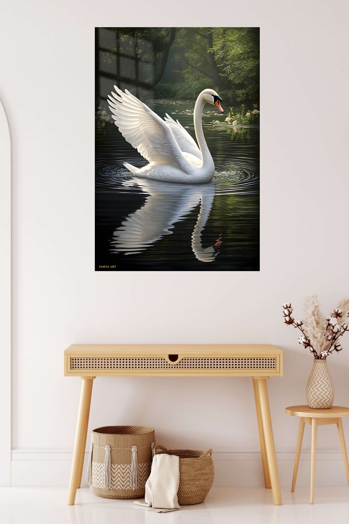 Wolf Above the Winter Valley metal wall art displayed in a contemporary living space