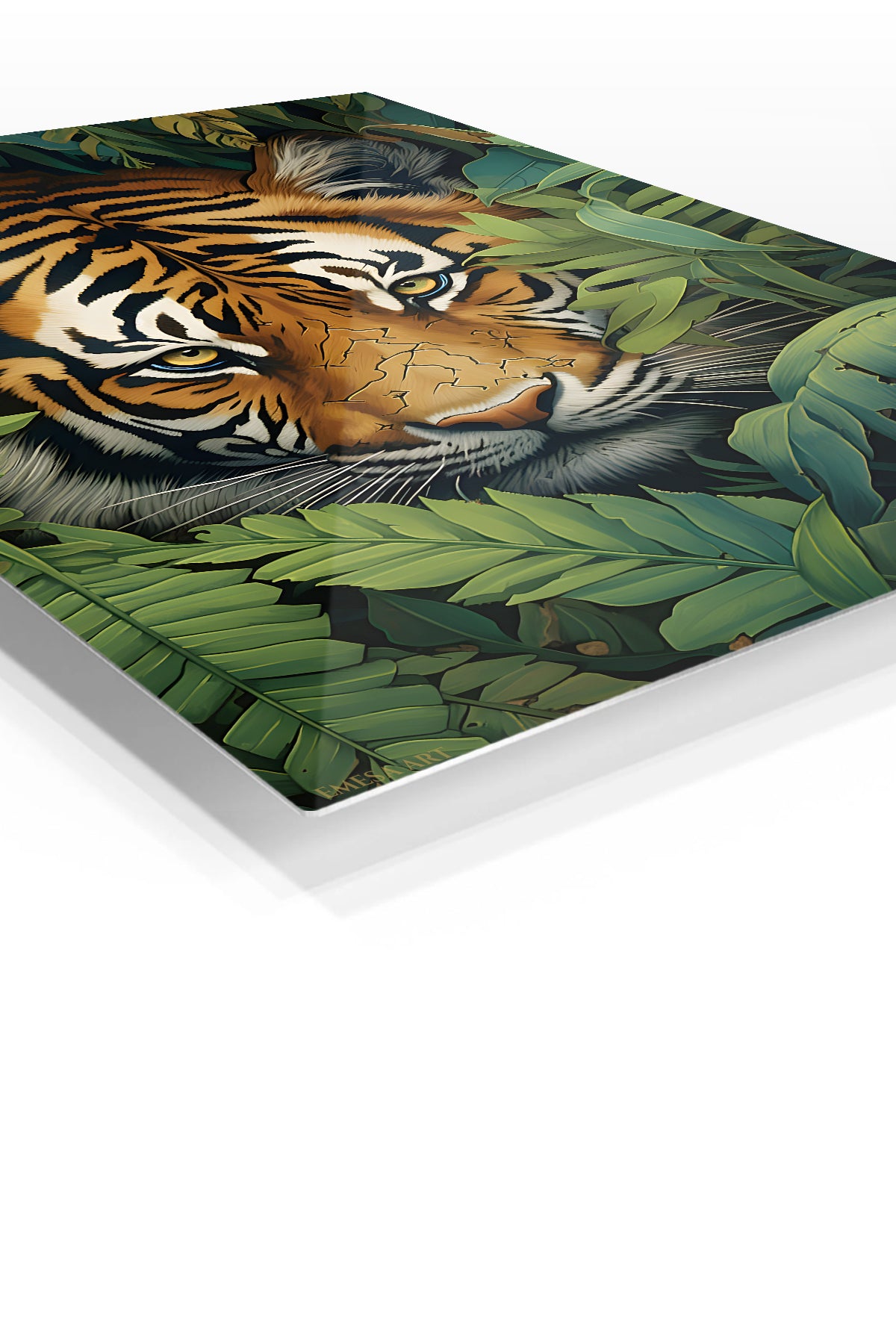 Giraffe Nuzzle at Golden Hour premium metal wall art – angled view