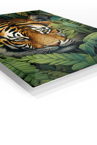 Giraffe Nuzzle at Golden Hour premium metal wall art – angled view