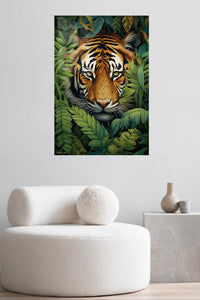 Giraffe Nuzzle at Golden Hour metal wall art displayed in a contemporary living space