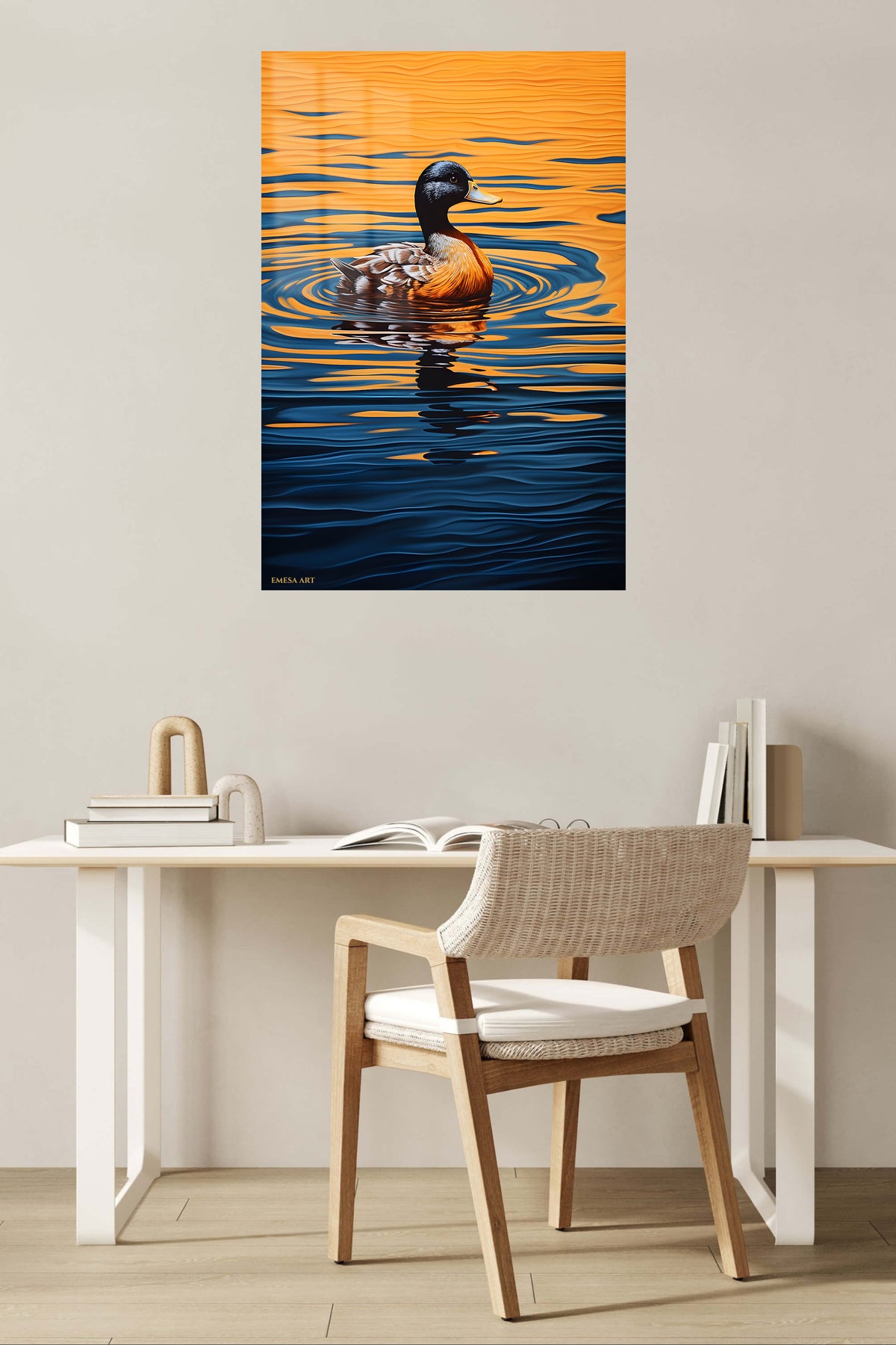 Golden Hour Cheetah Sprint metal wall art displayed in a contemporary living space