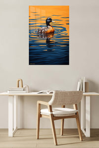 Golden Hour Cheetah Sprint metal wall art displayed in a contemporary living space