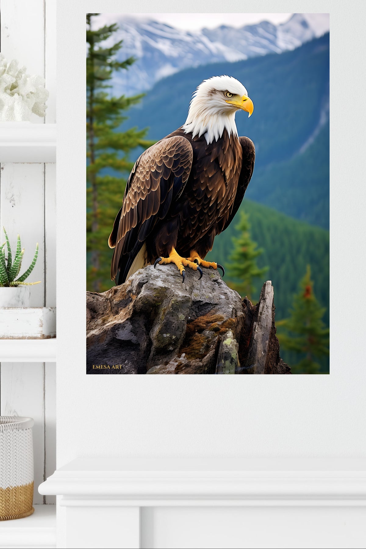 Jungle Tiger Portrait metal wall art displayed in a modern interior