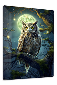 Moonlit Forest Cat premium metal wall art – front view