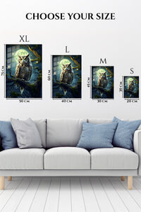 EMESA metal wall art size comparison guide for Moonlit Forest Cat