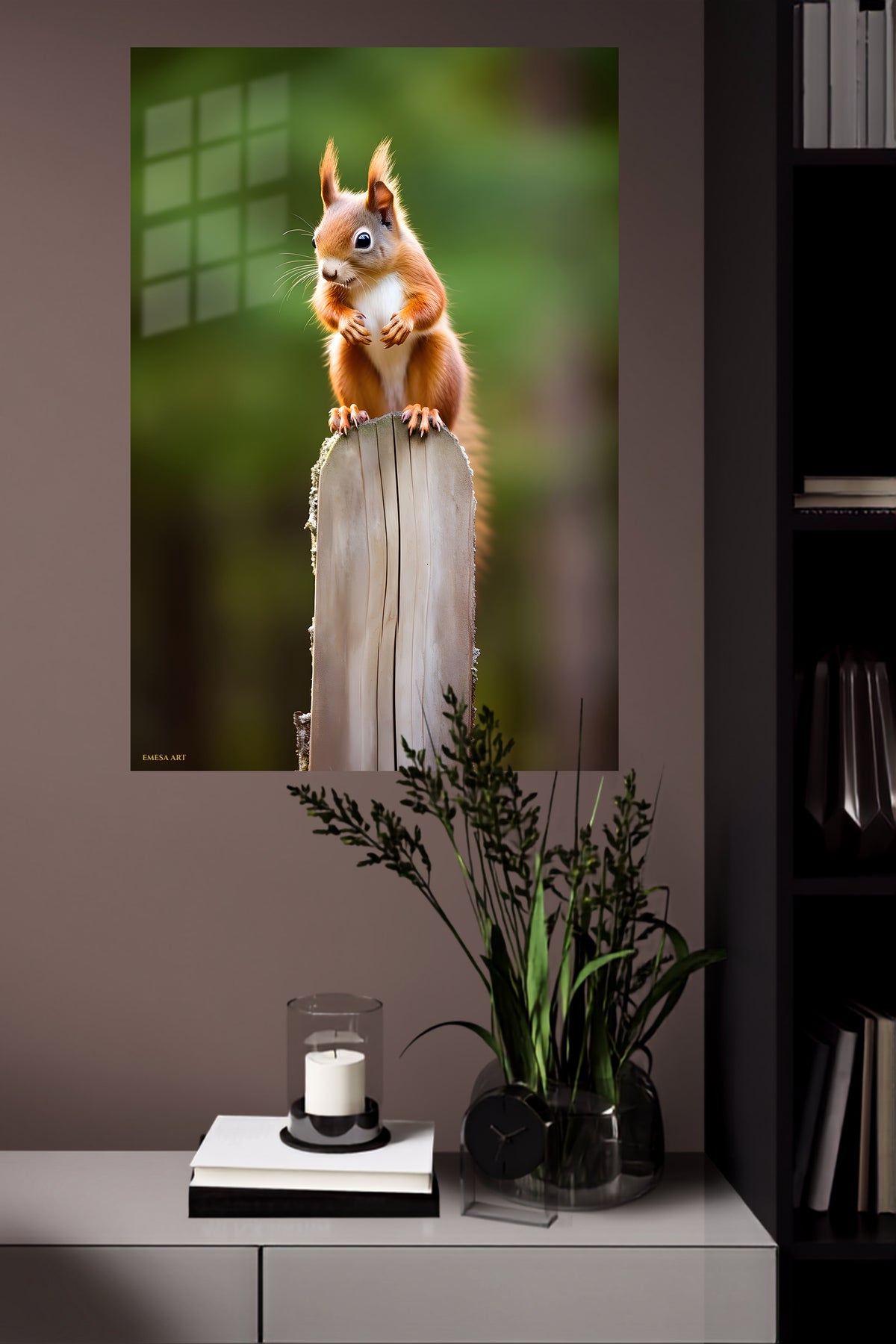 Cool Chimpanzee in Yellow Beanie metal wall art displayed in a modern interior