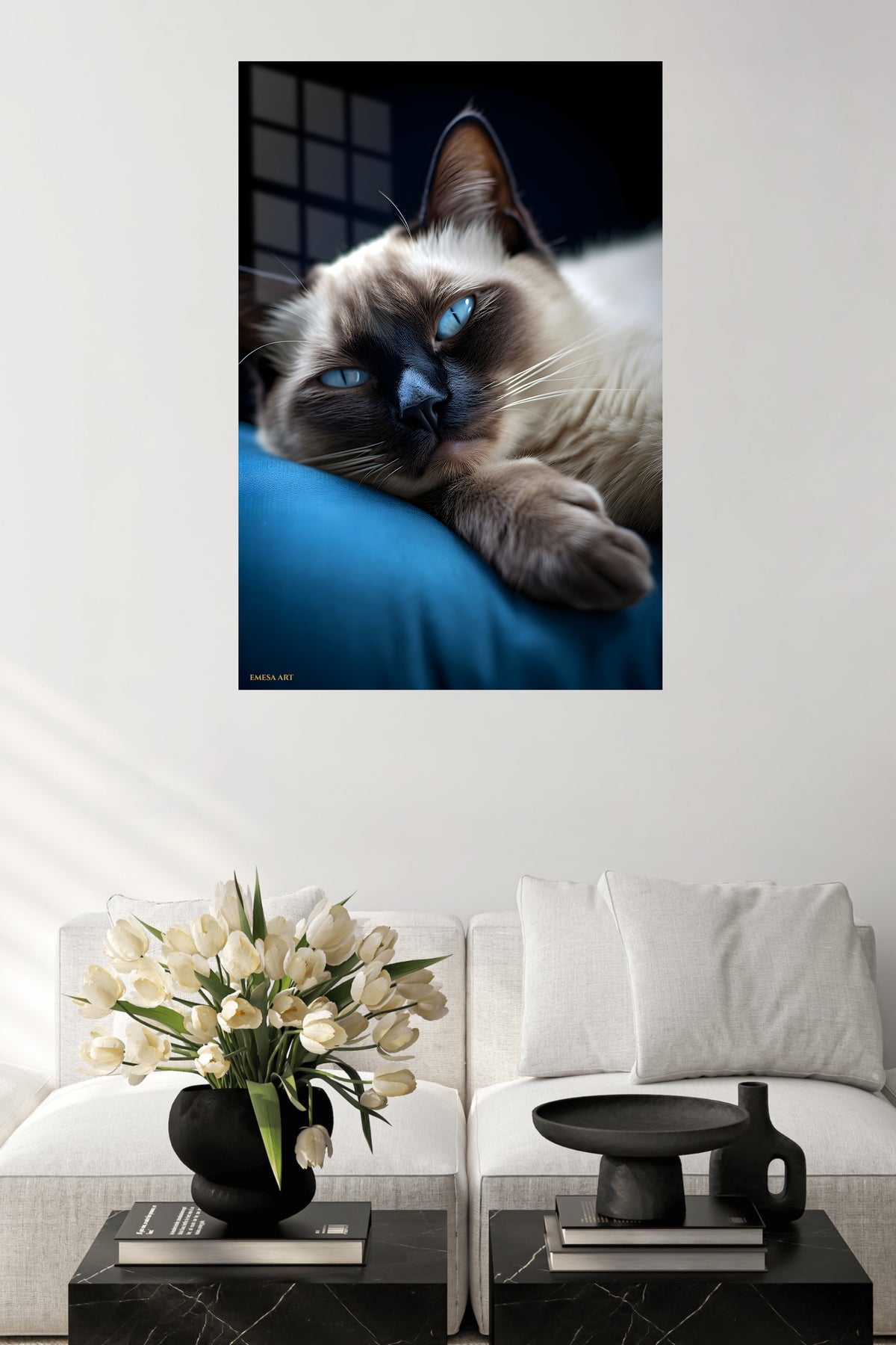 Duck on Amber Water metal wall art displayed in a contemporary living space