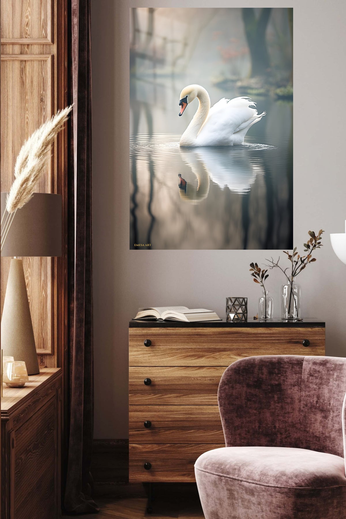 Golden Meadow Horse Herd metal wall art displayed in a contemporary living space