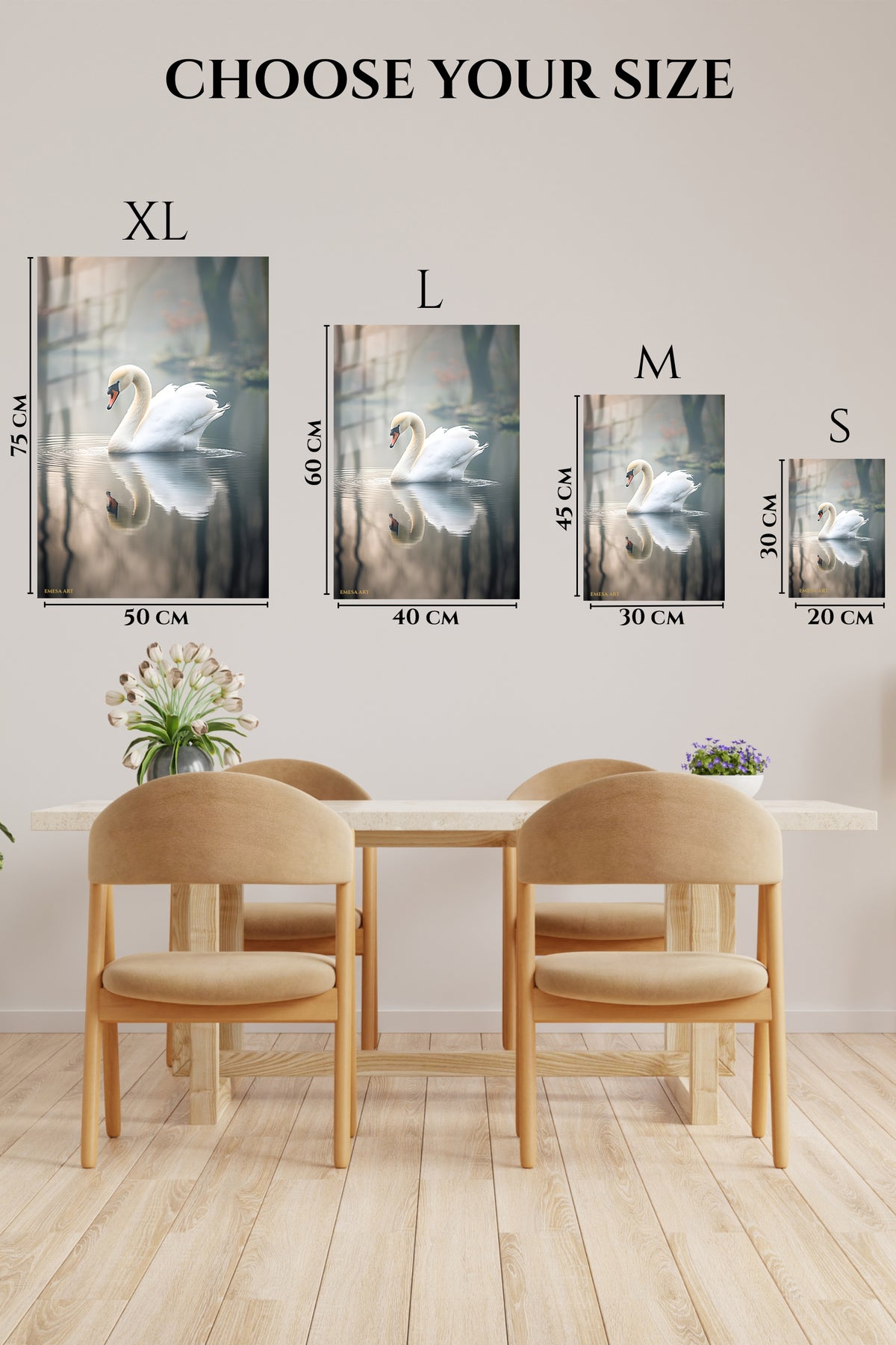 EMESA metal wall art size comparison guide for Golden Meadow Horse Herd