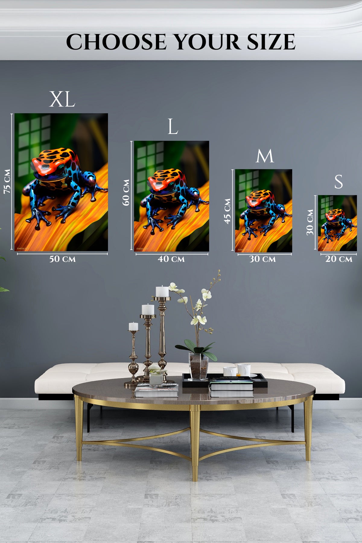 EMESA metal wall art size comparison guide for Moonlit Forest Owl
