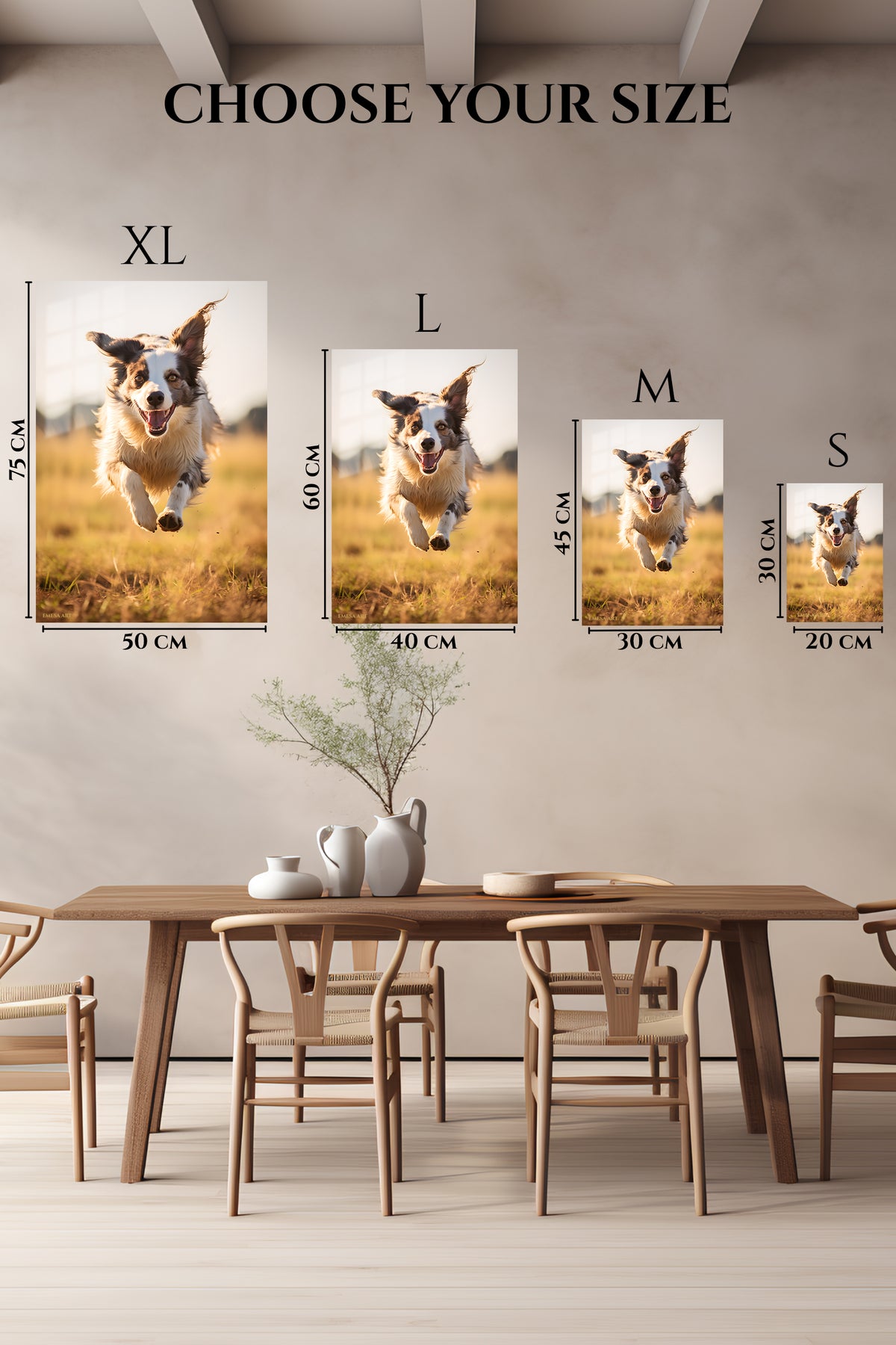 EMESA metal wall art size comparison guide for Spotted Butterfly on Orange Blossoms