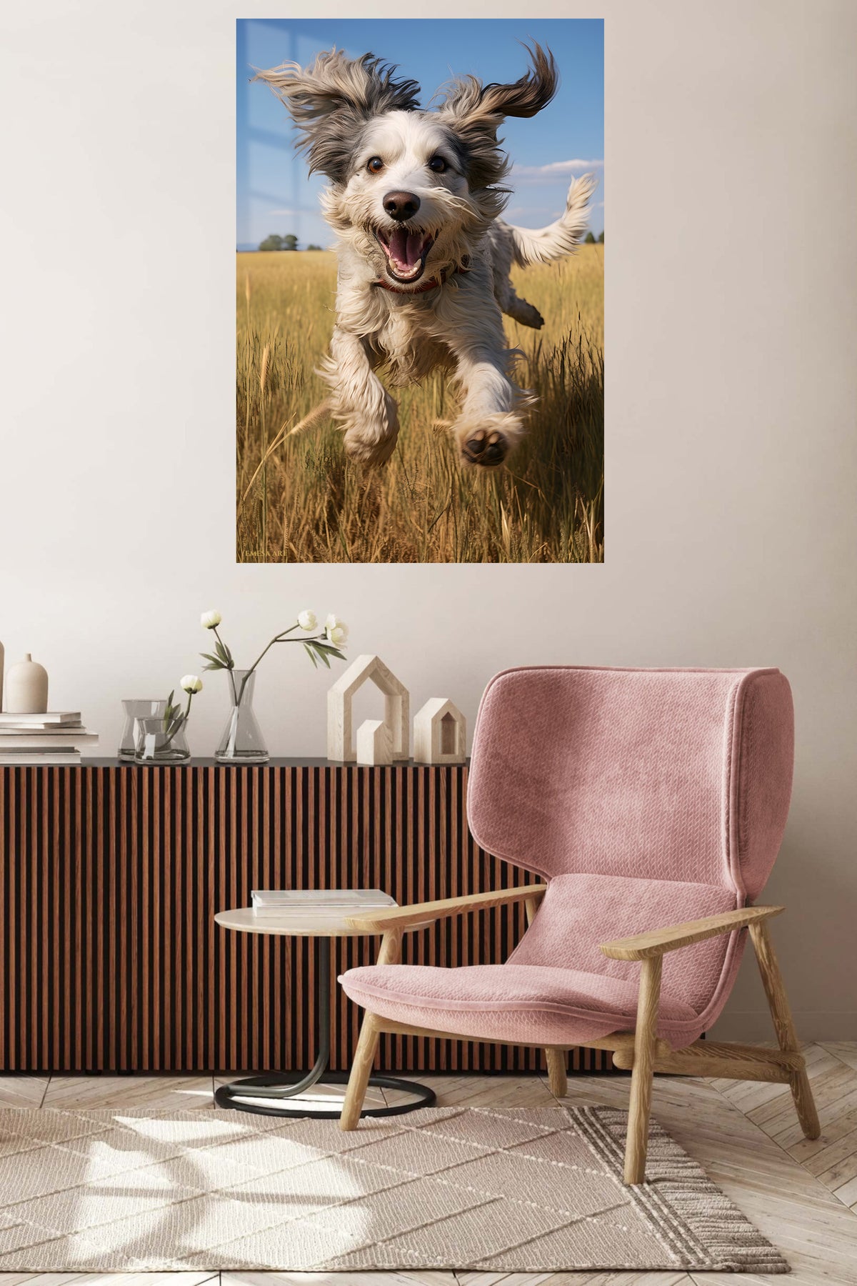 Curious Squirrel on a Garden Post metal wall art displayed in a contemporary living space