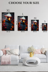 EMESA metal wall art size comparison guide for Vivid Spotted Frog on Orange Leaf