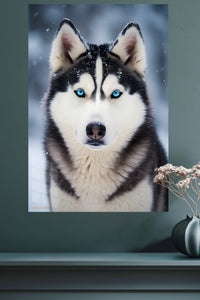 Joyful Collie in Golden Field metal wall art displayed in a modern interior