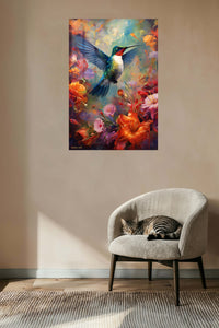 Joyful Dog in Golden Field metal wall art displayed in a contemporary living space